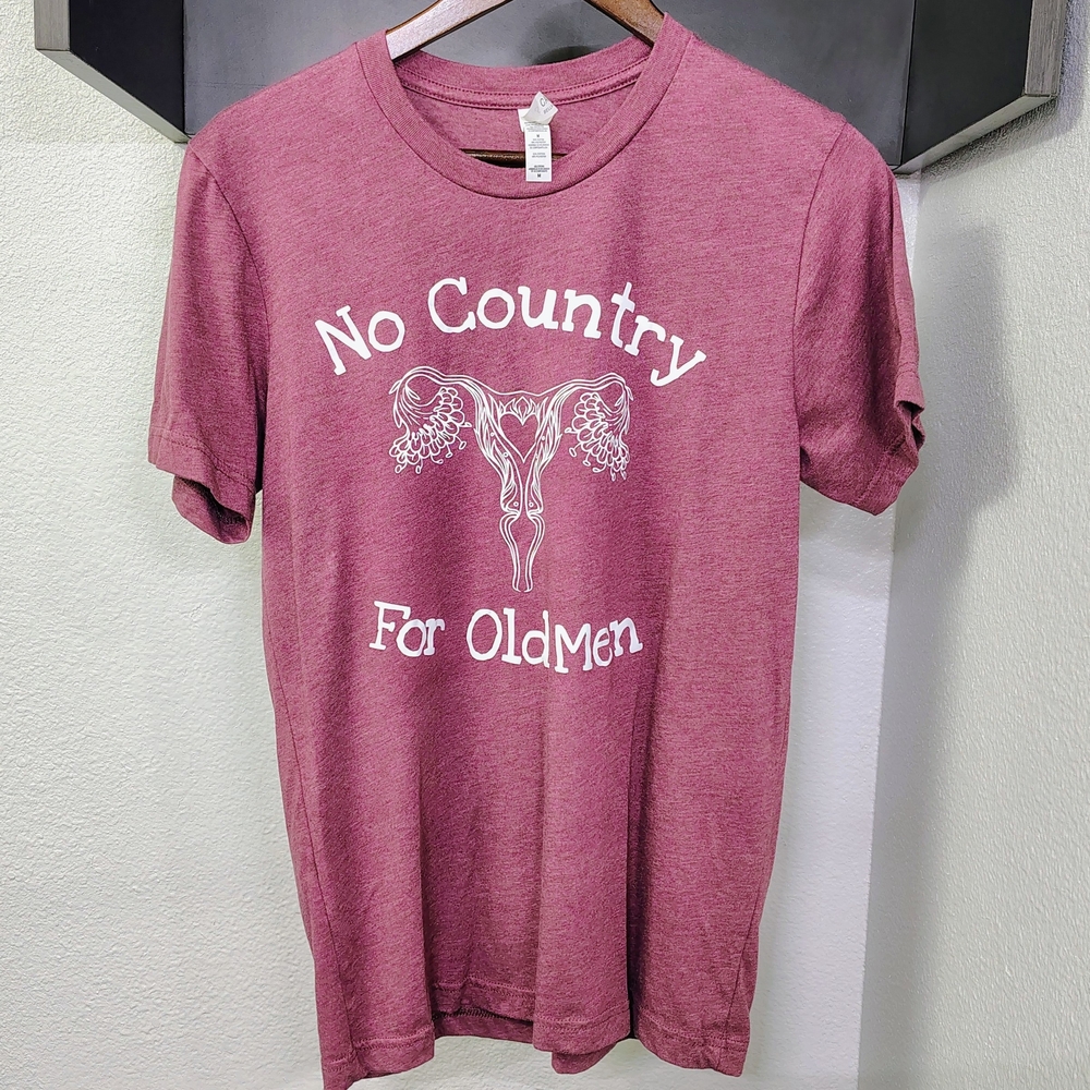 Bella & Canvas Heathered Maroon No Country For Old Men Tshirt Size Medium